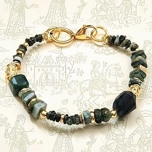 Natural Emerald Heart Chakra In Dainty Gold Plated Bracelet